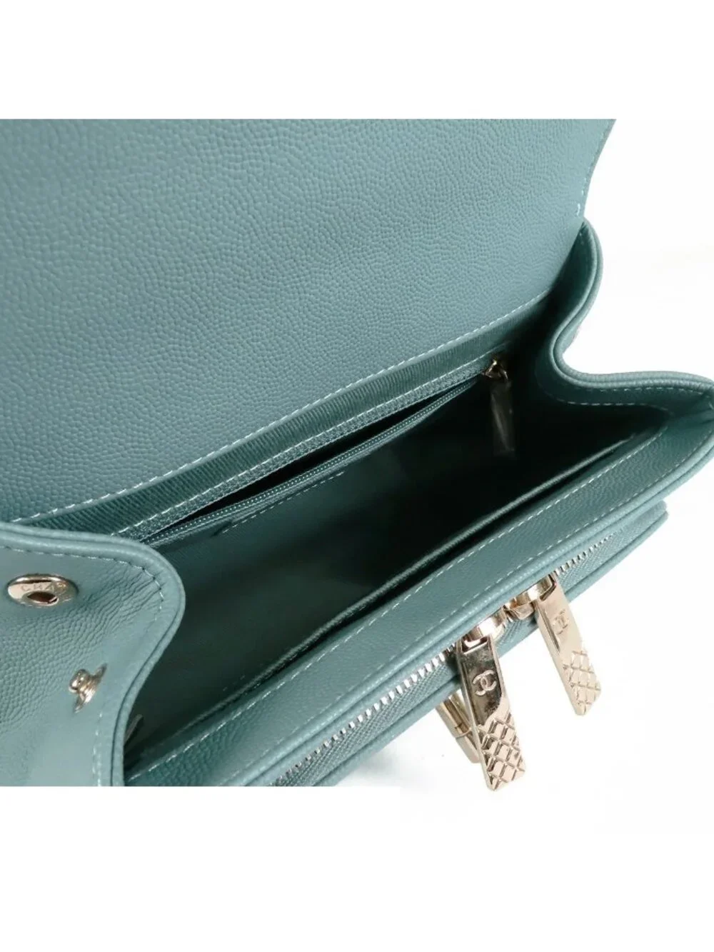 Chanel Affinity Small Pale Blue Gold Caviar Leather 2-Way Shoulder Bag